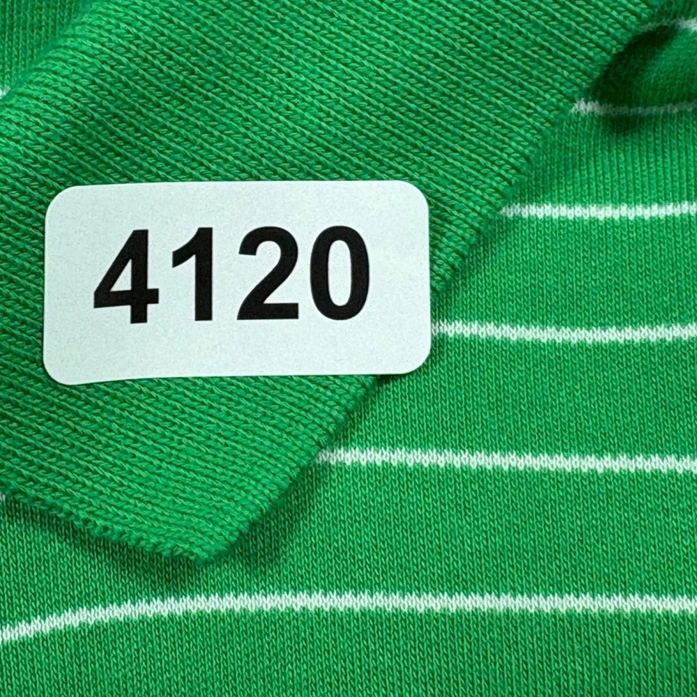 Polo Ralph Lauren Mens Green White Striped Short Sleeve Pique Polo Shirt Size M